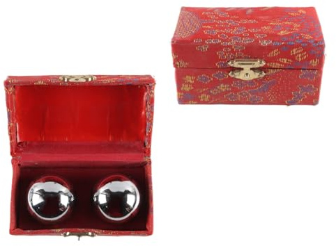 Ausi 2 Bolas De Baoding Chinas Para Ejercicios De Salud, Con Estuche, Para Meditación, Masaje Y Estrés, Color Plateado