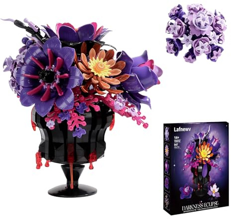 Flowers Bouquet Block Set, Elegant Purple Botanical Bouquet with Detailed Instructions for Parent-Child Bonding & Creative Achievement, Gift Idea with Purple Theme for Lego Decor Lovers or Loved One