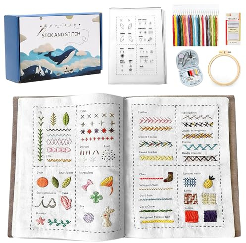 LUPATDY Sticken Set Erwachsene, Stickset für Anfänger mit Reifen, Stickereiset mit Nähwerkzeugen, DIY Kunstprojekt Bastelset mit einer Vielzahl von Mustern