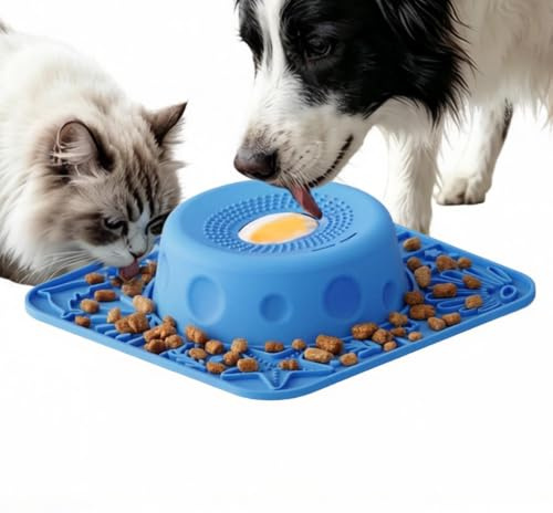 Hundslickskål Silikon Slow Feeder Med Roterande Boll | Slow Feeder Slickskålar Hundar För Att Främja Hälsosamt Ätande Husdjursfoder Valp Matning Slickande Ätande Yoghurt Kött Puré