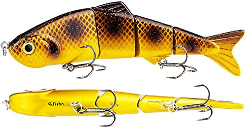 FISHN XXL Hecht Köder Bait Candy, Länge: 20 cm, Gewicht: 83 Gramm, Swimbait Kunstköder/Angelköder/Wobbler zum Angeln auf Raubfische wie Hecht, Zander, Dorsch (Gold)