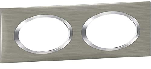 Legrand - Plaque carrée dooxie 2 postes finition effet inox brossé avec bague effet chrome