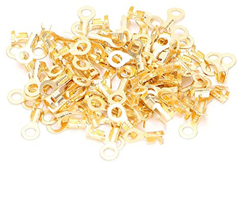 100 Pièces M4 Bornes à Anneau de Goujon Cosses à Sertir en Cuivre Robustes Câble de Soudage Cosse à œillet en Cuivre Nu,Terminaux