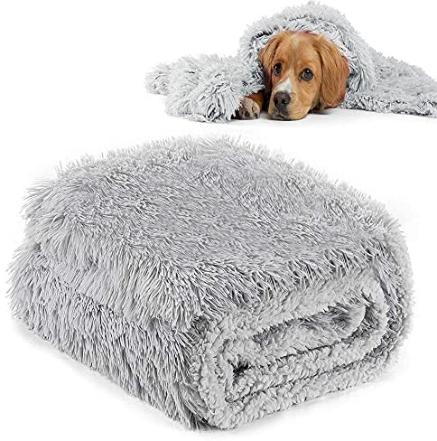 CHMMY Moelleuses Peluche Couvertures pour Chiens Chat Tapis Double Face Lavable Doux et Chauds Comfortable Housse Animaux de Compagnie Chien Canapé-lit (Gris L:75 * 100 cm)