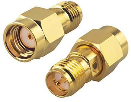 BOOBRIE 2PCS RP SMA Hane till RP SMA Hona 0,05 Guldpläterad Kontakt RP-SMA Hane till RP-SMA Hona Adapter RP-SMA Hane till RP-SMA Hona Förlängning för FPV Drönare Signalförstärkare Trådlös LAN-enhet