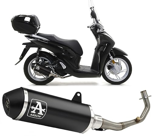 arrow 53534ann+53081mi, terminale e collettore, impianto completo omologato open urban alluminio nero nero, compatibile con moto honda sh 125 i 2020 2021 2022 2023 mototopgun