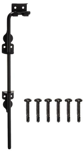 sourcing map 18 Cane Bolt, Cane Bolt Gate Drop Rod Iron Gate Doors Stopper Gate Hardware for Wooden Gate and Fences Doors, Black Finish