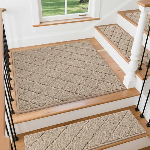 Cosy HOMEER 1 Alfombra para escalones de Escalera, Rectangular, 76 x 76 cm, Antideslizante, autoadhesiva, Lavable a máquina, 100% poliéster, Parte Trasera de TPE, Ideal para niños, Personas Mayores y