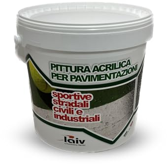 laiv Pittura Acrilica Versatile Per Pavimentazioni Sportive E Stradali Ideale Per Esterni E Interni Resistente a Condizioni Climatiche Estreme (GRIGIO, 4 Litri)