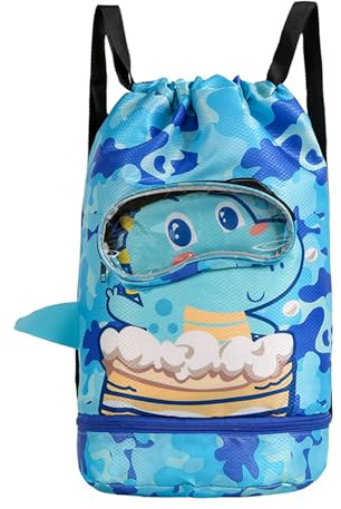 JINJUMEI Bolsa Deporte Niño, Mochila Cuerdas Impermeable, Mochila Deporte Niño Gran Capacidad, Separación Seca y Húmeda Gimnasio para Niños en la Piscina, la Playa, Viajando