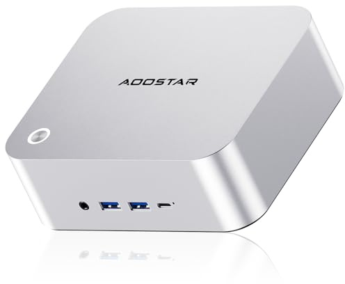 AOOSTAR MACO Mini PC Ryzen 7 PRO 8845HS(upp till 5,1 GHz), Stationär Minidator 24 GB DDR5 RAM 1 TB M.2 SSD, Micro PC W11 Pro Radeon 780M/OCuLink/2xUSB4/2x2,5G LAN/4K fyrskärm/Fingeravtrycksupplåsning