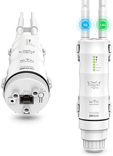 FLASHOWL Répéteur WiFi AC600 - Amplificateur de signal - Amplificateur de signal Wi-Fi - Résistant aux intempéries - 2,4 G - 5 GHz - Antennes à gain élevé 600 Mbps