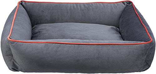 TRIXIE Hundebett Romy 75 × 60 cm in grau - schickes Hundekissen aus feinem Samt-Cord - Hundekorb für mittelgroße Hunde - rutschfest und waschbar - 37666