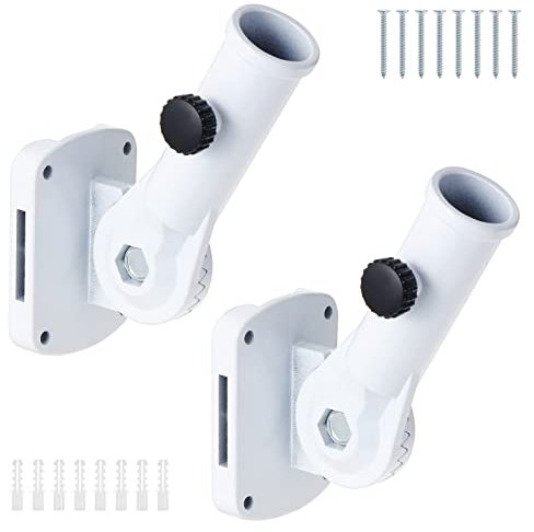eROOSY Weiße Verstellbare Fahnenmasthalterung, Einstellbare Flagge Halterung, Verstellbarer Fahnenmasthalter, Einstellbarer Fahnenmasthalterung, Fahnenstange Halterung mit Schrauben