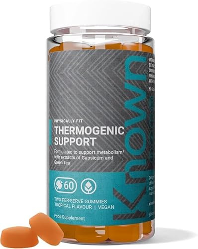 Known Thermogenic Support Gummies – Tropical Flavour – Vegan Gummy Supplement with Chromium, Green Tea, L-Tyrosine & Choline – Weight Management, Metabolism & Energy – 1 Month Supply – For Men & Women
