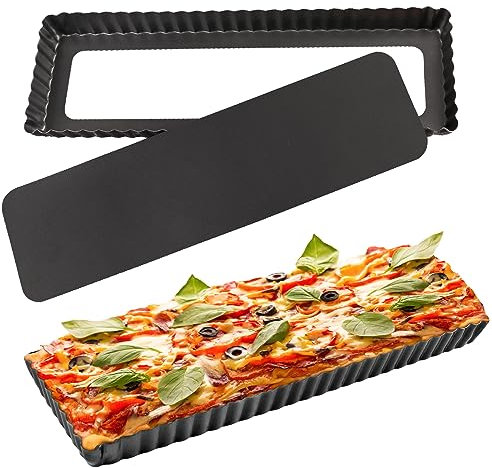 Cyimi Tarteform mit Hebeboden rechteckig 2 Stück, Quicheform beschichtet, Non-stick Eckige Backform Pie Form, 35.6cm