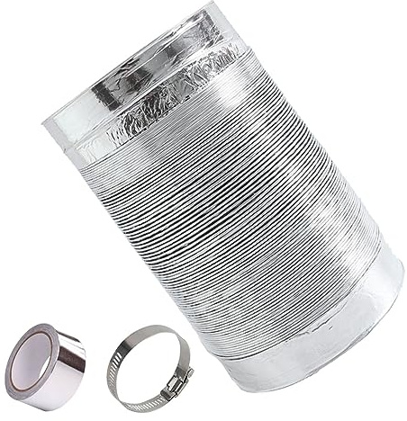 AITAF Tumble Dryer Hose Ø 80/100/110/120/150/160/170/180/200mm Ducting With 2 Clamps Flexible Tumble Dryer Vent Kit Extractor Fan Ducting Aluminium Tube For Dryer, Kitchen (Color : 2m, Size : 120mm)