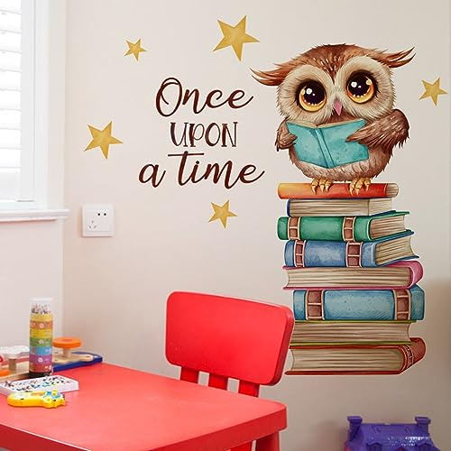 HGDESIGN® Wandtattoo Wandaufkleber Eule Auf Buch Kinderzimmer Babyzimmer Arbeitszimmer Wohnzimmer Schlafzimmer Kind Baby Junge Mädchen Wandsticker Selbstklebend Wanddeko (A)