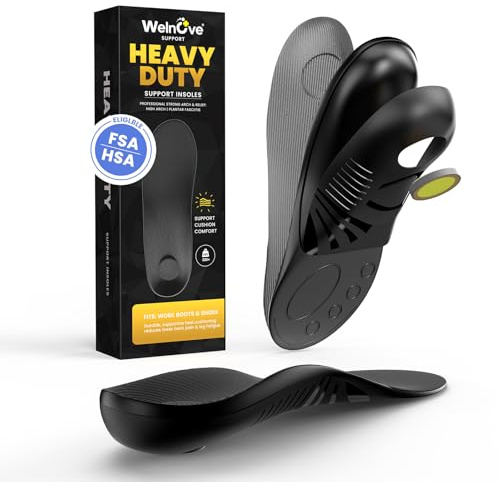 Welnove Plantar Fasciitis Relief Insoles - High Arch Support Inserts - Shoe Inserts for Women & Men - Planter Facetious Relief Support Inserts - Heel Spur Relief Products - Women‘s 7.5-9， Men’s 7-8.5