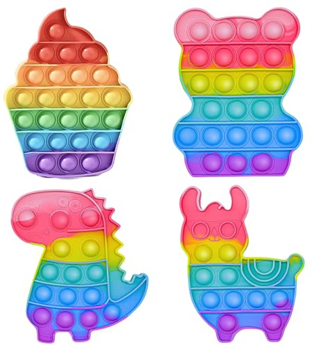 4 Pcs Fidget Popper, Fidget Toys Fidget Popper, Poppet Fidget Toy, Poppers Popit Popper Toy Push Fun Toys Fidget Toys for Kids for Home Outdoors Studying Relaxing And Relieving Stress
