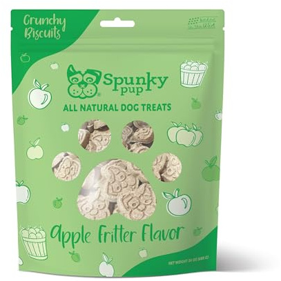 Spunky pup Every Day Biscuit Dog Treats - All-Natural, Handmade in USA, Perfect for Training or Snacking, 24 oz Resealable Pouch- Apple Fritter Flavor