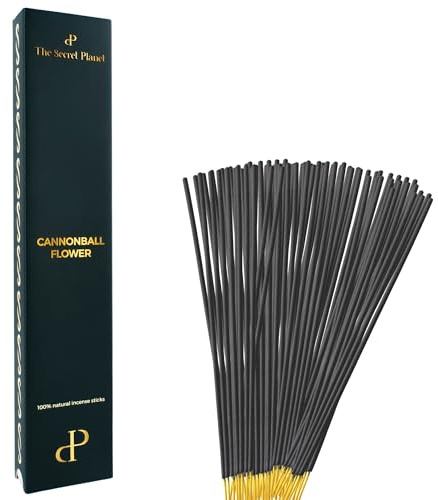 THE SECRET PLANET - Incienso Natural sin tóxicos. 80 Minutos por Incienso. 40 Varillas de Incienso Premium por Caja para Quemador de Incienso. 4 Aromas de sahumerio Disponibles. (Flor de Cannonball)
