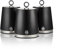 Swan SWKA18536BLK Serenity Set of 3 Kitchen Storage Canisters for Tea, Coffee, and Sugar with Smooth Matt Finish and Stainless Steel Accents, 1.3L, Black