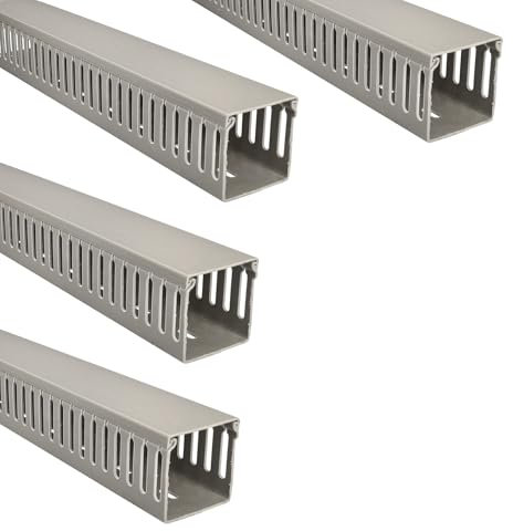 Jandei - Lot de 4 gouttières fendues pour câbles, organisateur de bureau, revêtement en PVC, couleur grise, longueur 1 mètre (60 x 60 mm)