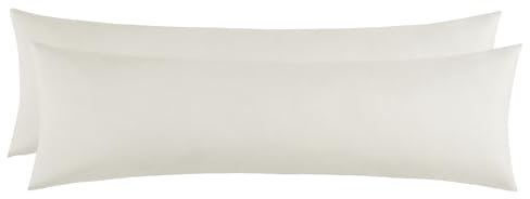Aisbo Kissenbezug 40x145 2er Set - Seitenschläferkissen Bezug 40 x 145 Beige mit Reißverschluss aus Mikrofaser Weich, ÖKO-TEX Kopfkissenbezug 145x40 für Seitenschläfer Kissen