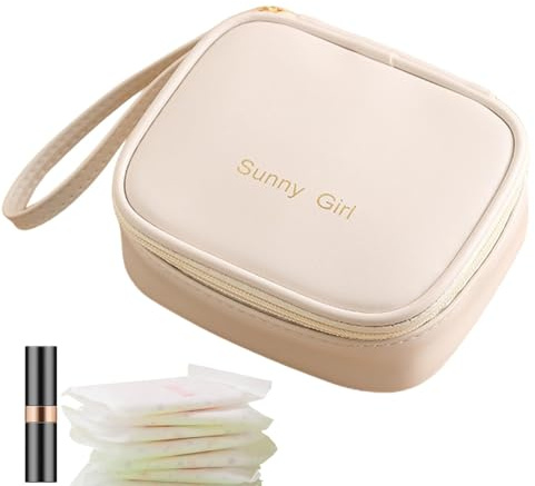 Bolsa de almacenamiento para compresas sanitarias, bolsillo con cremallera, portátil, de piel sintética, bolsillos para tampones, bolsillos menstruales, soporte para compresas de lactancia para