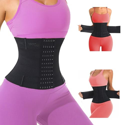 LANZLC Bauchweggürtel, Waist Trainer Damen, Bauchweg Korsett, Abnehmen Waisttrainer Taillenformer, Fitnesstraining Gürtel Verstellbarer, Taillenmieder Bauchgürtel für Gewichtsverlus, Schwarz (M)
