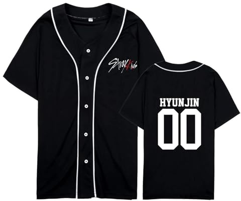 YiJee Stray-K T-Shirt de Baseball – Cardigan d'été pour Les Fans de Kpop, Stay et Les Amateurs de Groupe, Noir-4, M