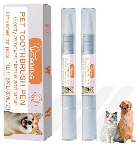 DULZEN 2 Pièces stylos à brosse à dents stylos de nettoyage des dents pour chien et chat pour animaux de compagnie Stylo brosse à dents Pour enlever le tartre et la mauvaise haleine