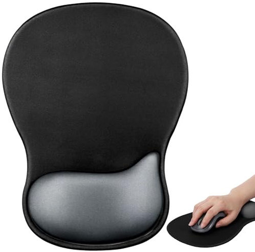 Musmatta med handledsstöd, ergonomisk musmatta med handledsstöd och halkfri PU-bas, hållbar, tvättbar, musmatta skrivbordstillbehör för PC bärbara datormöss