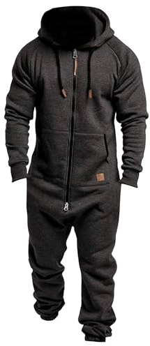 One Piece Hoodie Herr Fleece Hooded One Piece Jumpsuit Varm Onesie Dragkedja Romper Pyjamas Loungewear Outfit