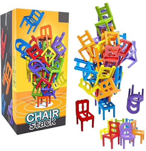 Yhjxly Mini Silla Apilable Juego de Equilibrio 42 Piezas – Divertido Desafío de Fiesta y Juguete Educativo Familiar para Niñas, Niños y Adultos