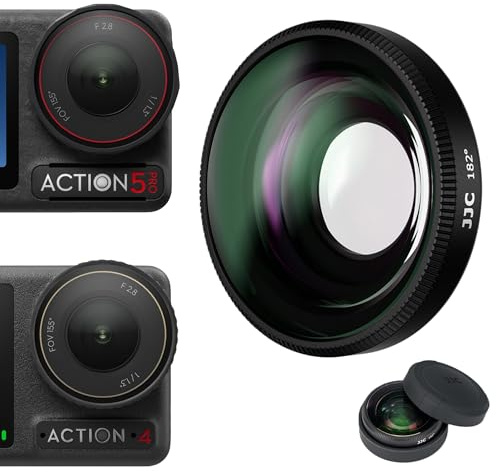 Osmo Action 5 Pro 4 vidvinkelobjektiv, vidvinkelobjektiv för DJI Osmo Action 5 Pro/4 med filterdosa, 182° FOV Wide Angle Lens multihärdat HD-optiskt glas med aluminiumram tillbehör