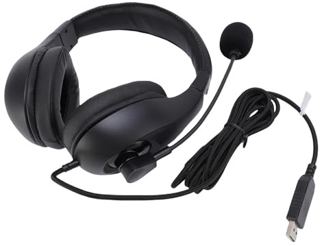 Bewinner Cuffie USB con Microfono, Asta Microfono a Collo di Cigno per Studenti, Riduzione del Rumore, vestibilità Regolabile, Comodi Cuscinetti Auricolari, Facile Controllo del Volume