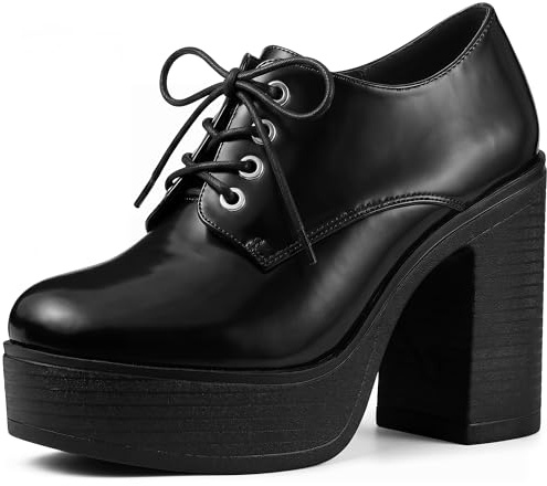 Allegra K Women's Platform High Chunky Heel Ankle Boots Black 6.5 UK/Label Size 8.5 US