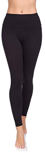 SOFTSAIL High Waisted Womens Leggings Tummy Control Soft Cotton Pants LWP , Black, 10