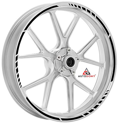 Autodomy Pack 6 Units Wheel Rim Stickers Desing Sport | Complete set for 2 Motorcycle Wheel Stripes 15 to 19 Resistant Rain and UV | Motorbike Stickers Black