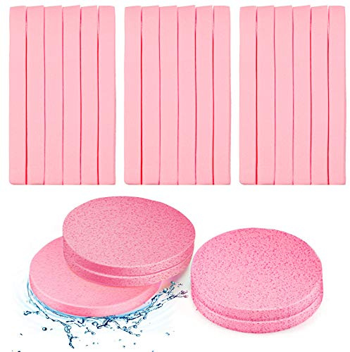 Patelai 120 Pieces Compressed Facial Sponge for Estheticians Face Makeup Removal Cleansing Sponge Pad Exfoliating Spa Wash Round Facial Cleansing Pads Supplies(Pink)