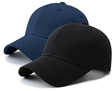 PFFY 2 Packs Baseball Cap Golf Dad Hat for Men and Women Hat Black+Blue