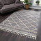 payé Teppich Wohnzimmer Kuzflor - Grau - 160x230cm - mit Fransen Deko Boho Rautenmuster Schlafzimmer Flur Dekoration Läufer - Skandinavische Teppiche