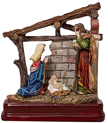 Set presepe di Natale - Figure per feste di Natale illuminate con stalla | Set presepe natalizio con luci a LED per la decorazione 'ufficio domestico Ytger