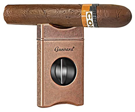 Coupe-cigare en forme de V avec lame en acier inoxydable argenté et support pour cigares (or rose)