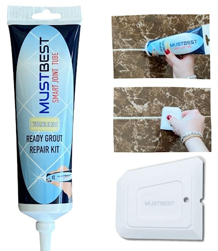 Mustbest Tile murbruk reparationer fyllningsrör – 40 g, snabbtorkande kakelmurbruk, återställning av kakelfogar, enkel kakelmortel -rör (grädde, 40 ml)
