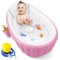 PandaEar Aufblasbare Badewanne Baby, Säuglings Kinder Badewanne mit Luftpumpe, Reise Tragbare Babybadewanne für Dusche Kinder, Rutschfeste Duschwanne Mini Luft Schwimmbad (Rosa)
