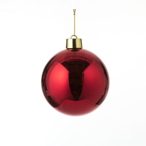 Christbaumkugel Weihnachtskugel XL - XXL Kugel bruchfest 30 cm aus Kunststoff in Rot glänzend für Innen + Außen (30 cm, 1)