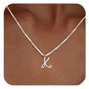 TITUTHIA Initial Necklaces for Women Trendy, Dainty Silver Letter Necklace Cute Pendant Choker Name Necklace Personalized Costume Monogram Simple Silver Jewelry Necklace for Women Gifts